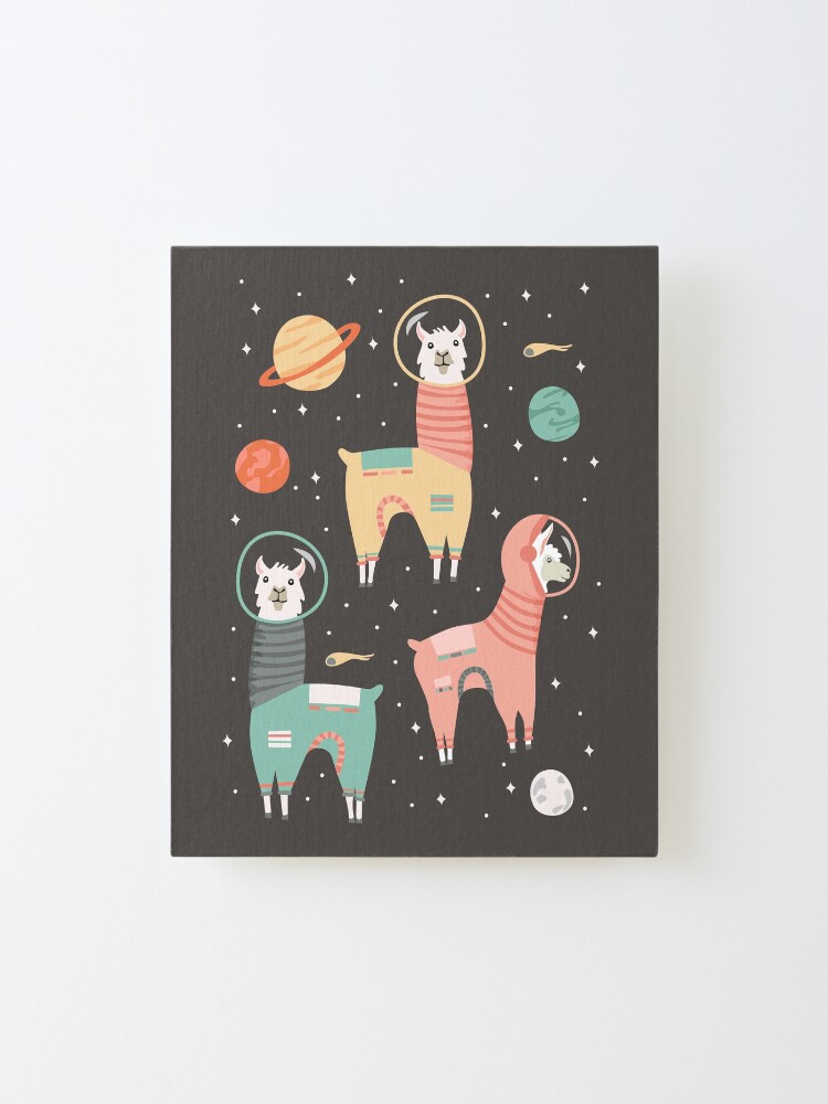 Alternate view of Astronaut Llamas in Space Mounted Print