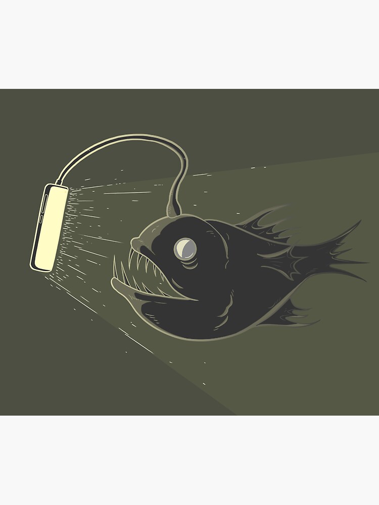 A glow in the dark - deep sea fish Sticker for Sale by baaksui