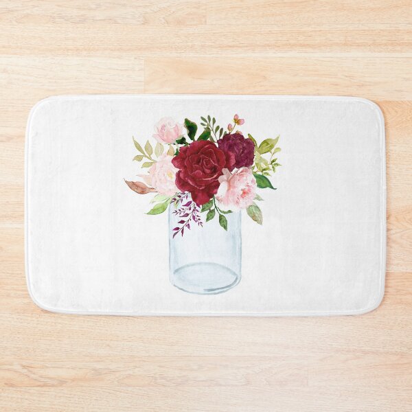 Item preview, Burgundy and Blush Pink Flowers in Mason Jar designed and sold by ColorFlowArt.