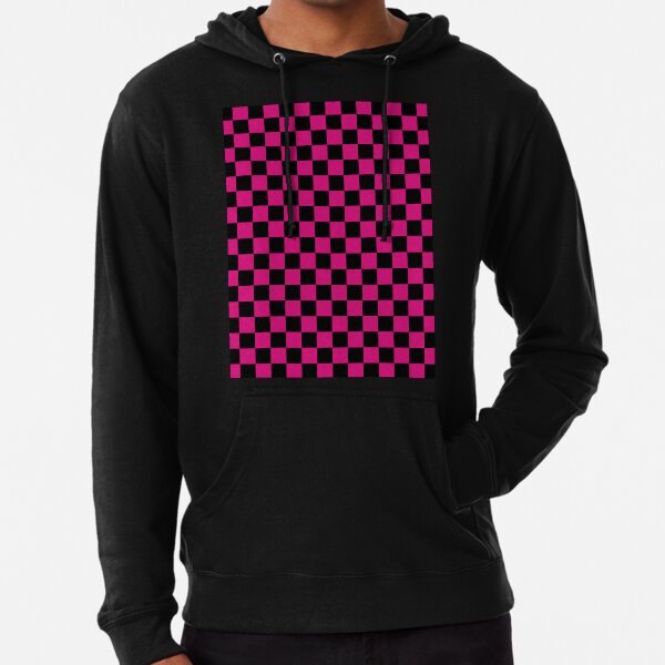checkerboard print hooded sweatshirt