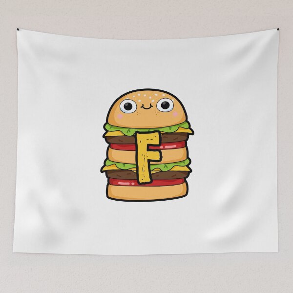Artikelvorschau, Alphabet-Buchstabe F Super netter Burger entworfen und verkauft von kidsmonogram.