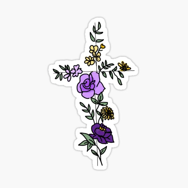 Flower Cross Sticker