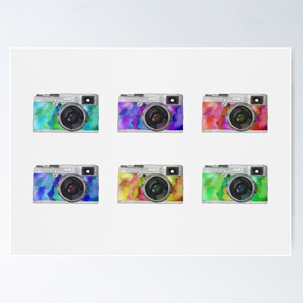 Item preview, Colorful Watercolor Retro Cameras designed and sold by LizzieTishArtCo.