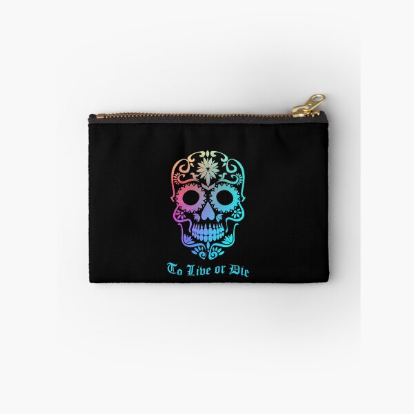 Item preview, To Live or Die Sugar Skull Zipper Pouch  designed and sold by tarasab.