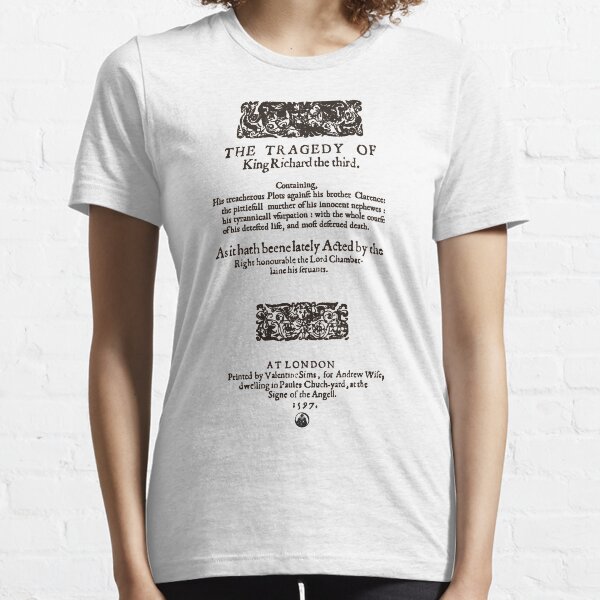 Shakespeare Richard III Frontpiece - Simple Black Version Essential T-Shirt