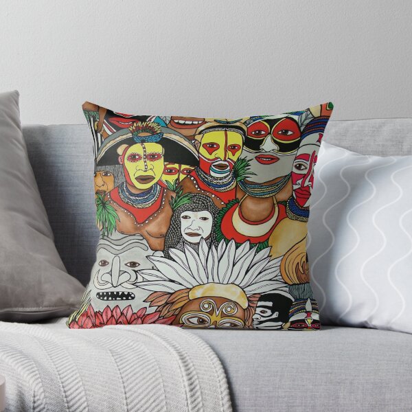 #259 - Unique PNG Culture II - Artist Nathalie Le Riche Throw Pillow