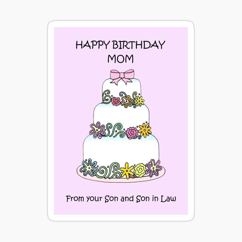Happy Birthday Mom from Son and Son in Law Cartoon Cake" Art Board Print  for Sale by KateTaylor | Redbubble