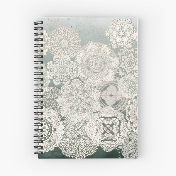 Item preview, White Painted Mandala lacework on green designed and sold by NoaaDesign.