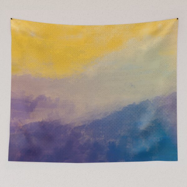 Item preview, Painted Dream Mist over purple Dusk on yellow and blue, detail designed and sold by NoaaDesign.
