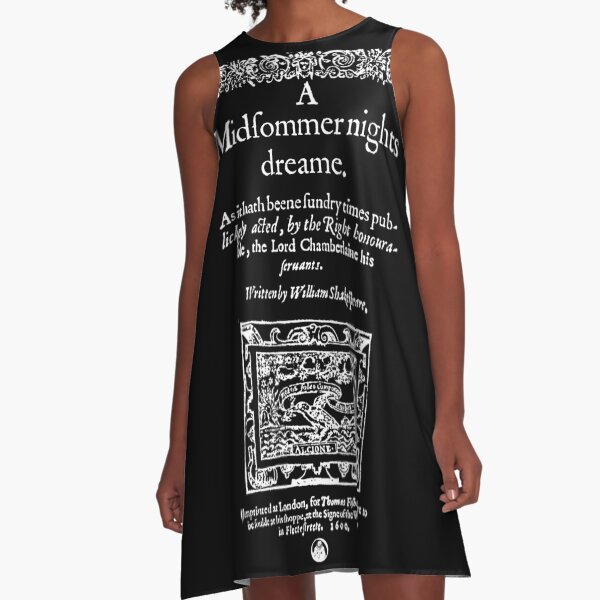 Shakespeare A Midsummer Night's Dream Frontpiece - Simple White Version A-Line Dress