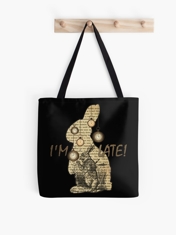 Alice in Wonderland Rabbit Tote Bag Black Rabbit Tote Bag Rabbit