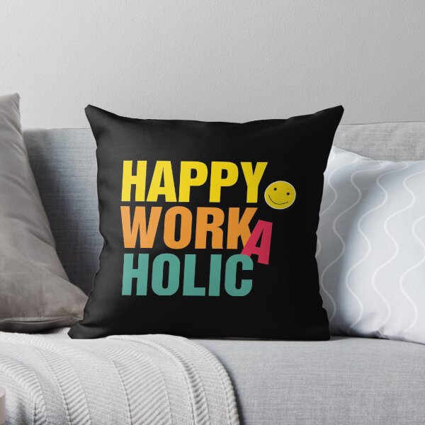 Happy Workaholic transparent black Dekokissen