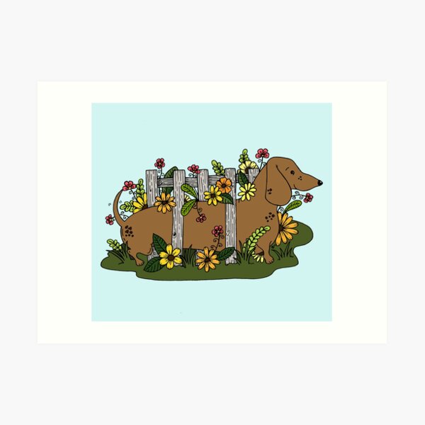 Dachshund Garden Art Print