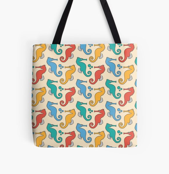 Item preview,  Bright Seahorses Blue Red Green Yellow on Light Yellow designed and sold by Pinkdeer Designs.