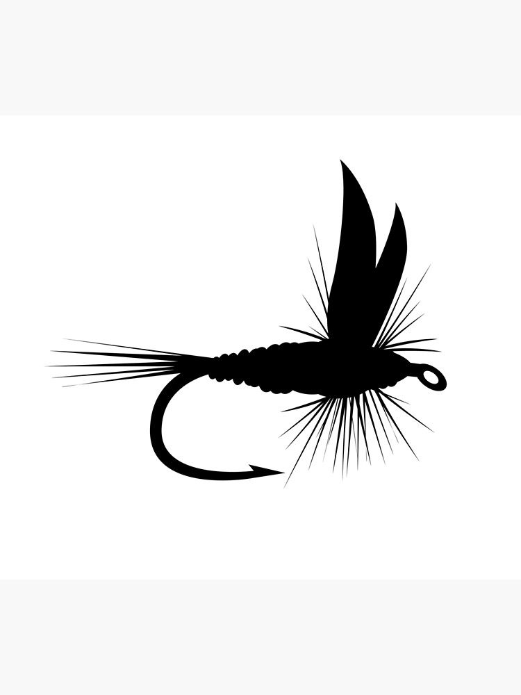 Download "Fly fishing dry fly: Black gnat | Dry Fly Silhouette Design" Poster by MemStack | Redbubble