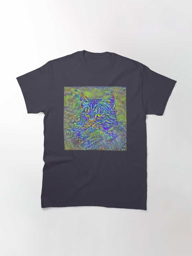 Alternate view of Artificial neural style Post-Impressionism cat Classic T-Shirt
