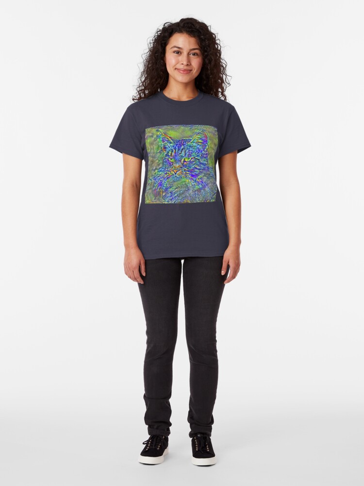 Alternate view of Artificial neural style Post-Impressionism cat Classic T-Shirt