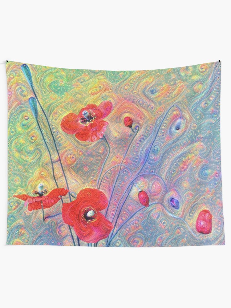 Alternate view of #Deepdreamed Poppies Tapestry