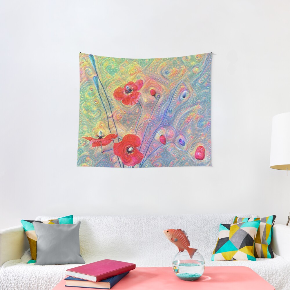 #Deepdreamed Poppies Tapestry