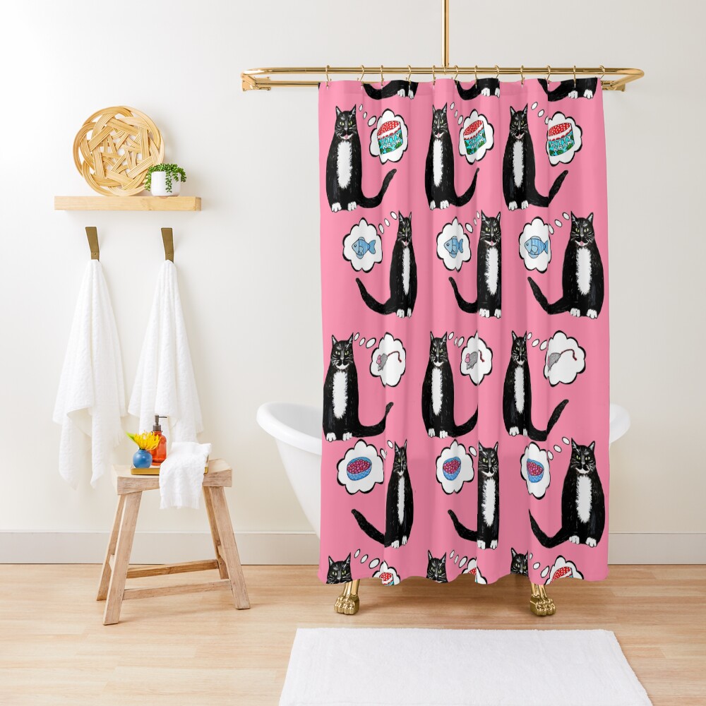 what your cat wants Santa Claws to bring // Christmas Cat nip dreams on pink Shower Curtain