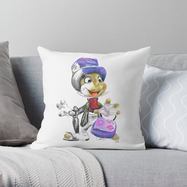 Charcoal and Oil - Jiminy Cricket Throw Pillow