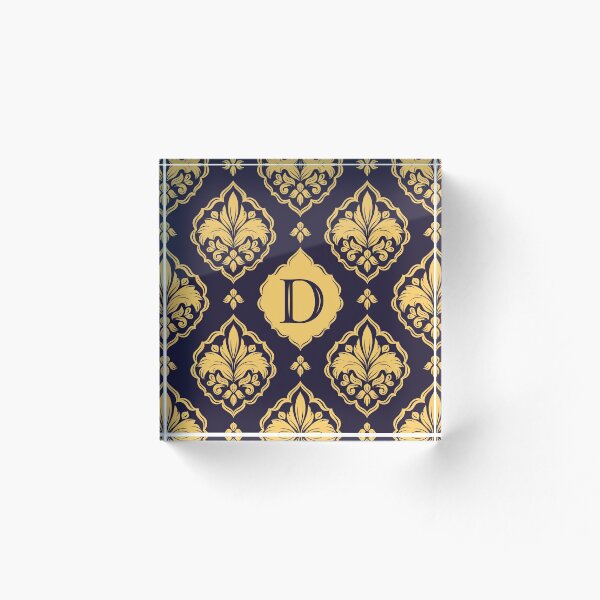 Item preview, Personalized Monogram. Royal flower. Black and yellow decorative pattern. Initial letter D. designed and sold by Annartlab.