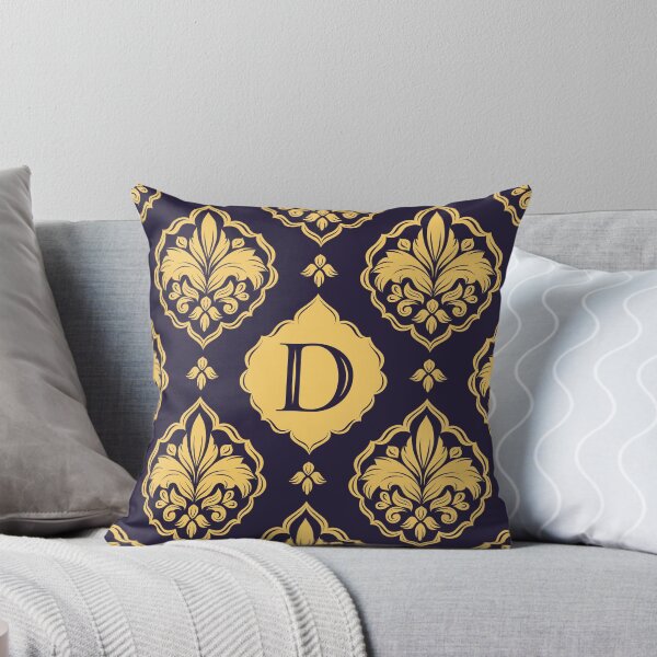 Item preview, Personalized Monogram. Royal flower. Black and yellow decorative pattern. Initial letter D. designed and sold by Annartlab.