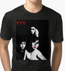 Yeah Yeah Yeahs in Black and White Tri-blend T-Shirt