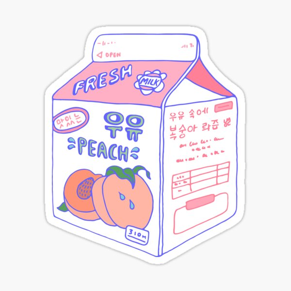 Peach Milk Carton Sticker