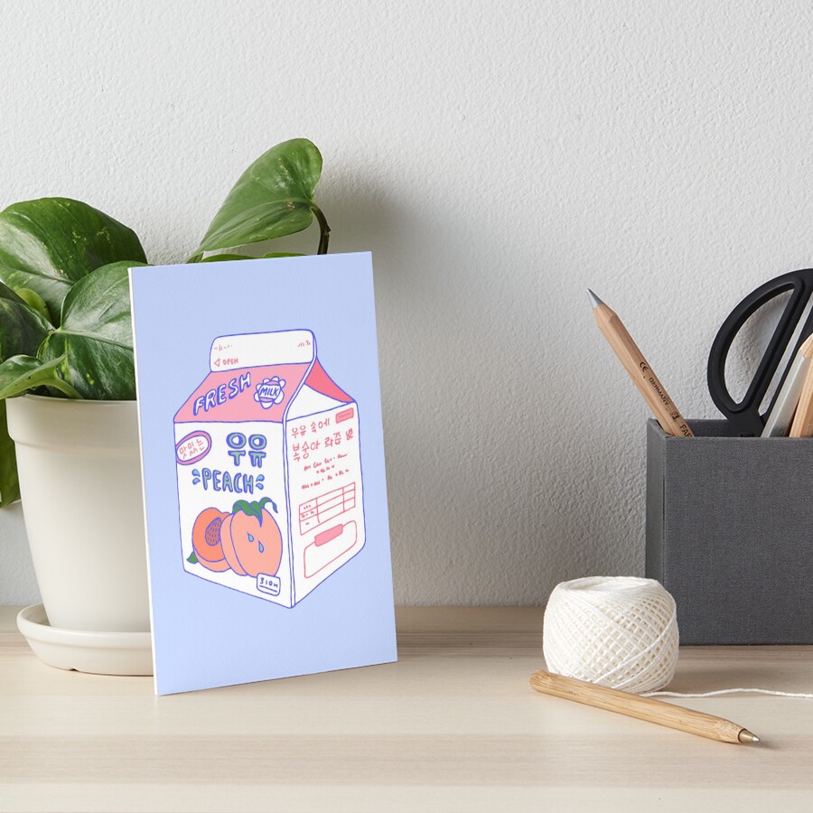 Peach Milk Carton Art Board Print