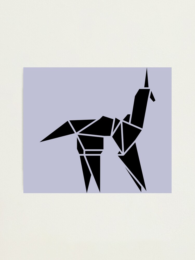 Bladerunner Origami Unicorn Black Photographic Print By Aletifer Redbubble