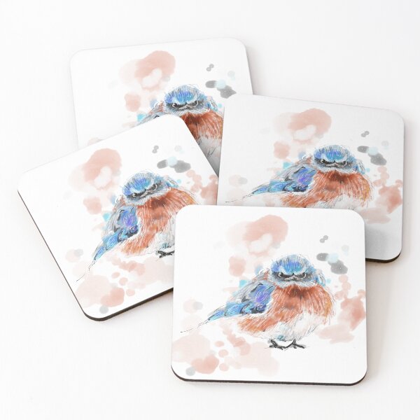 Item preview, Blue and red watercolour bird. designed and sold by emkei3.