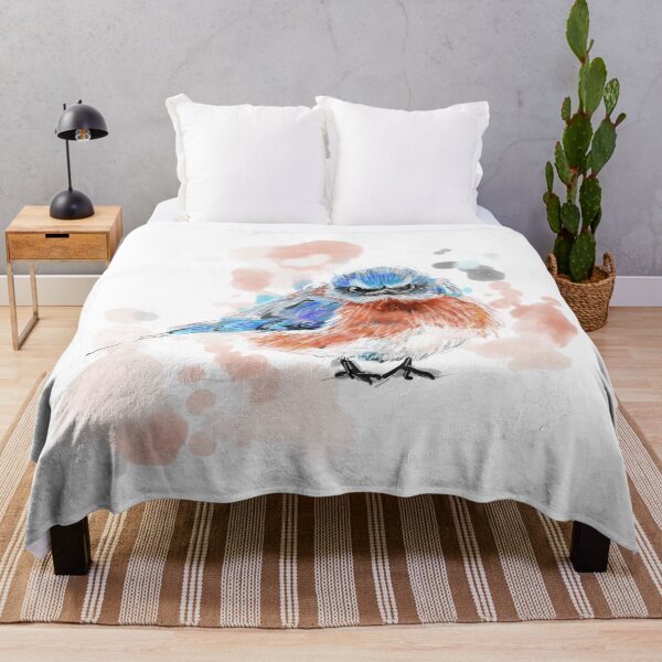 Item preview, Blue and red watercolour bird. designed and sold by emkei3.