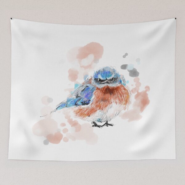 Item preview, Blue and red watercolour bird. designed and sold by emkei3.