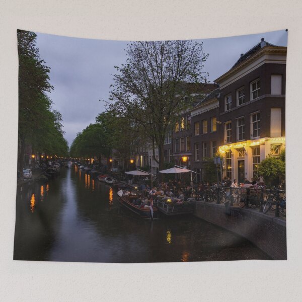 Item preview, Springtime Amsterdam - Canalside Restaurant With a Terrace in Jordaan designed and sold by Georgia Mizuleva.