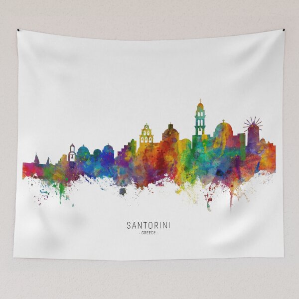 Aperçu de l'œuvre Santorini Skyline créée et vendue par ArtPrints.