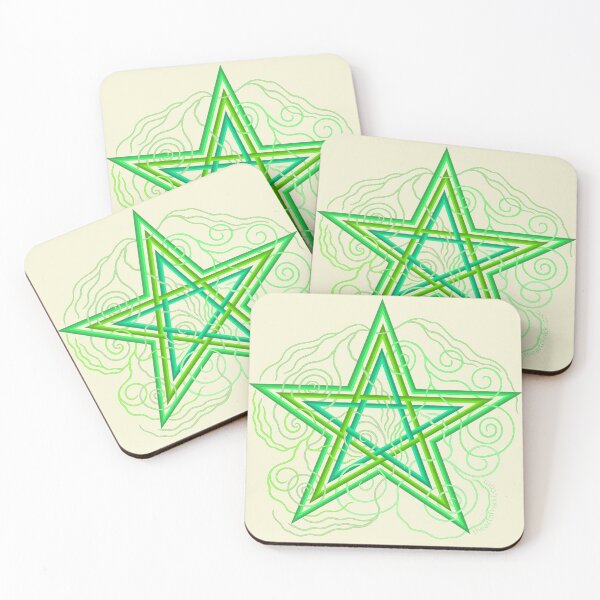 Item preview, Green Pentagram With Swirly Vines Magic Wicca Symbol designed and sold by theartofvikki.