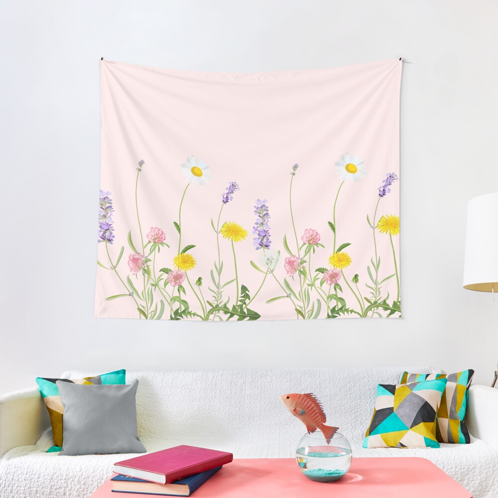 Disover Blush pink - wildflower dreams Tapestry