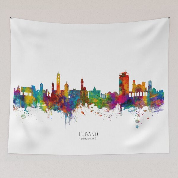 Item preview, Lugano Switzerland Skyline designed and sold by ArtPrints.