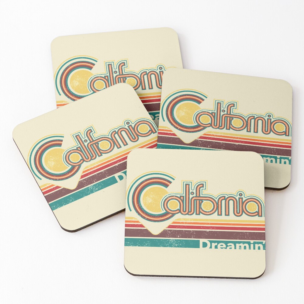 California Dreamin' retro poster design Coasters (Set of 4)