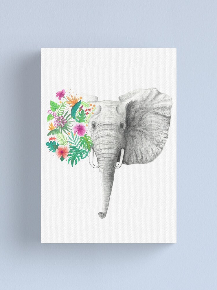 Lienzo Cara De Elefante Llena De Flores De Lulusdreamtown Redbubble