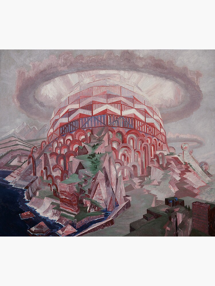 Thumbnail 3 of 3, Sticker, Wenzel Hablik - Cantilever Cupola With Five Hilltops designed and sold by vakashop.