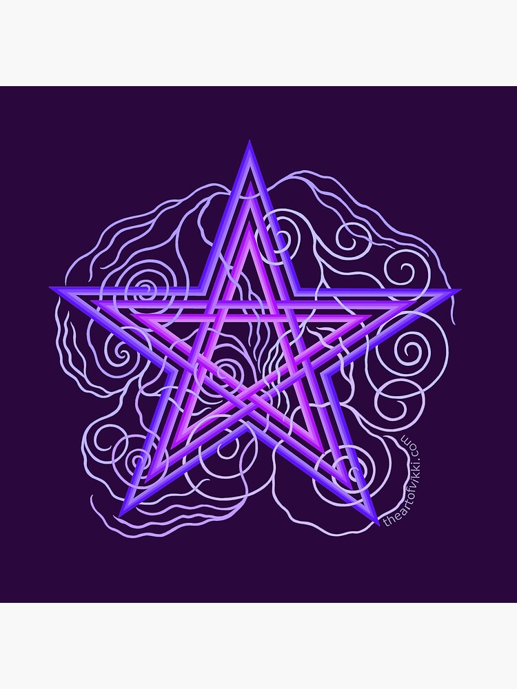 Purple Pentagram With Swirly Vines Magic Wicca Symbol by theartofvikki