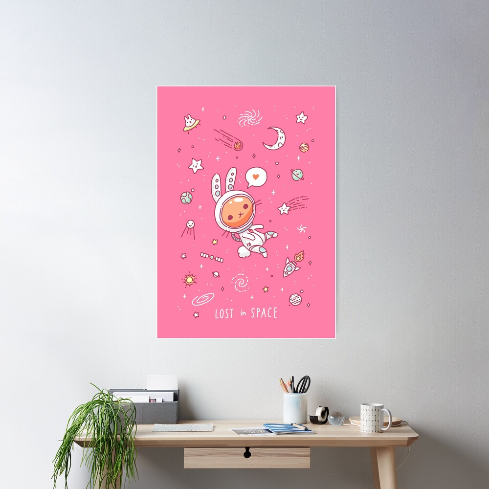 Cute bunny in Space Poster