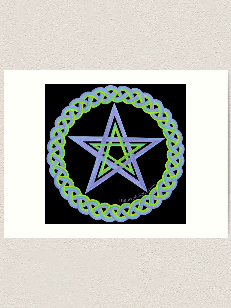 Download Magic Pentagram Wicca Symbol In Peacock Colors Art Print By Theartofvikki Redbubble