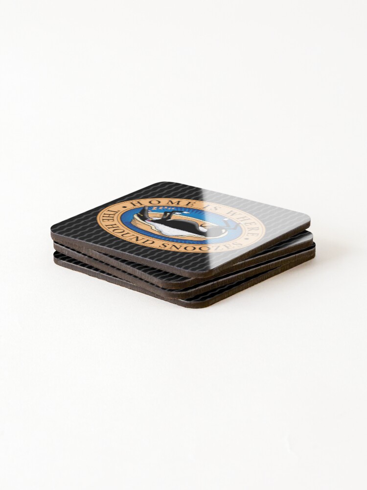Alternate view of Home is where the Hound snoozes Coasters (Set of 4)