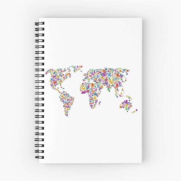 Item preview, Watercolor Flower World Map designed and sold by LizzieTishArtCo.