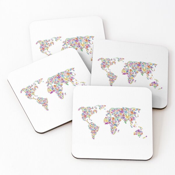 Item preview, Watercolor Flower World Map designed and sold by LizzieTishArtCo.