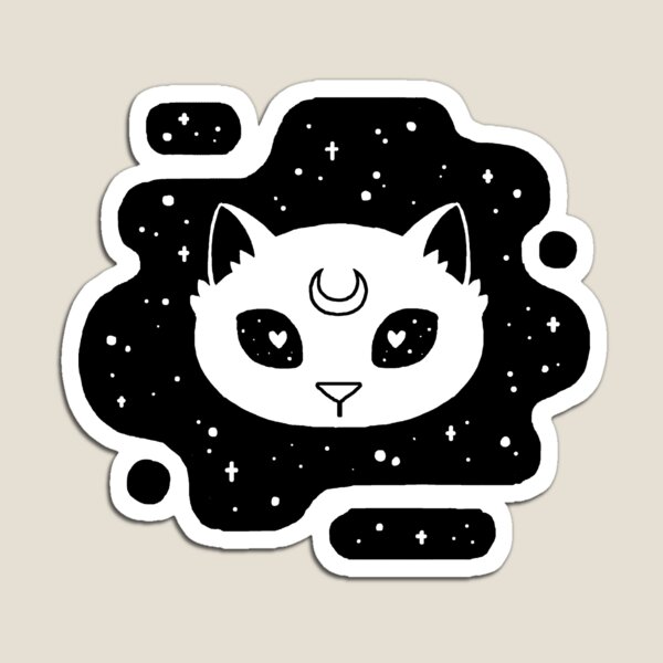 Item preview, Space Cat Lover Midnight Black and White Monochrome Vector Stars Moon Cute designed and sold by ruswatkins.