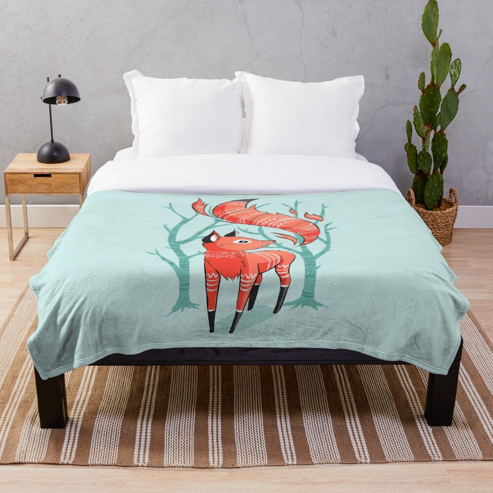Winter Fox Throw Blanket